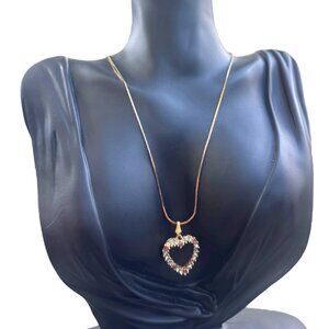 Accents by Hallmark Vintage Gold Tone Heart Pendant With Multicolor Rhinestones